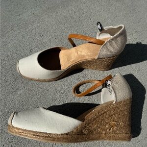 Stylish Beige Espadrille Wedge Sandals